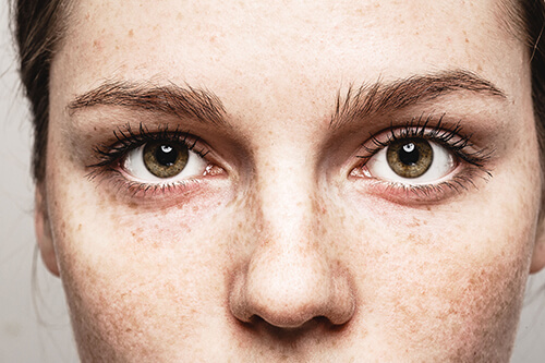 Close up of woman's eyes and face
